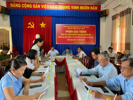 Thường trực HĐND xã Bình Minh, thành phố Tây Ninh tổ chức phiên giải trình công tác tuyên truyền, vận động nhân dân tham gia BHYT, BHXH tự nguyện