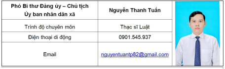 Thông tin nhân sự Phó Bí thư - Chủ tịch UBND xã