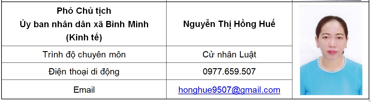Thông tin nhân sự Phó Chủ tịch UBND xã - Nguyễn Thị Hồng Huế