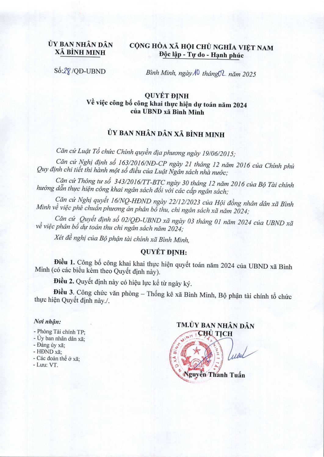 cong khai thuc hien du toan nam 2024